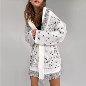 Lea Boho Fringe Oversized Knit Kimono wrap Cardi